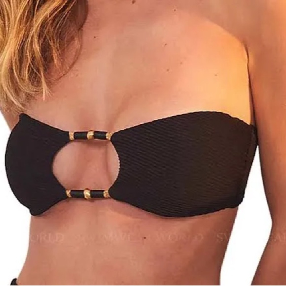 Vix bandeau Black Bikini Top with Gold Accents